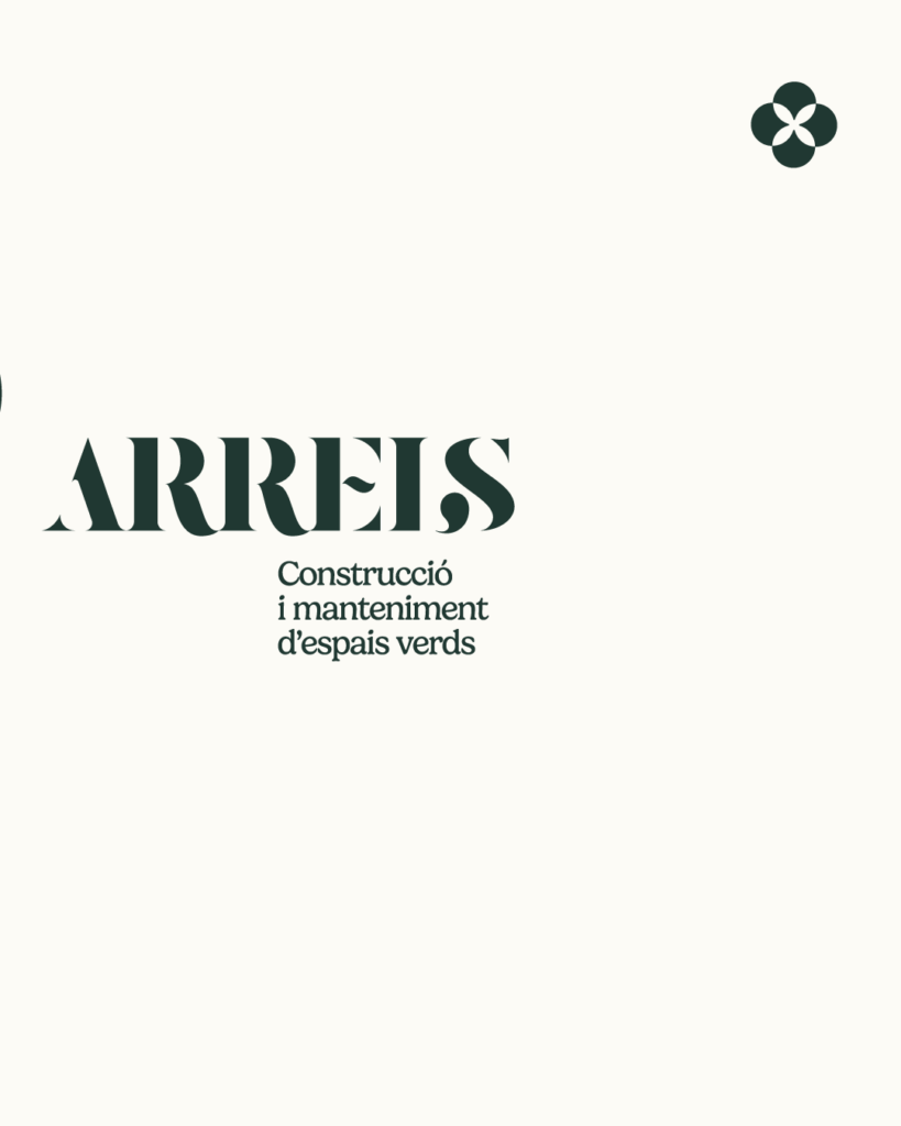 Arrels composició logotip i imagotip sobre fons blanc